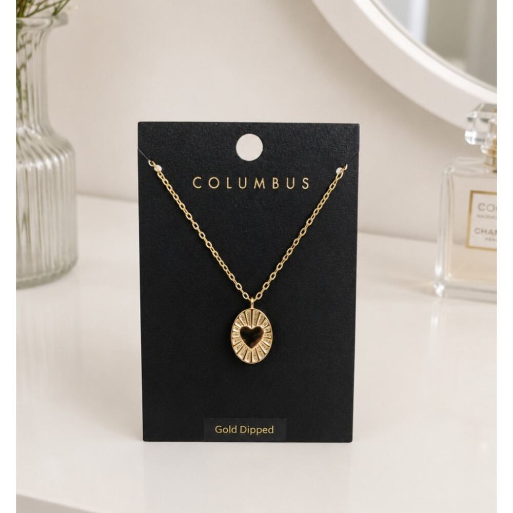 Columbus Gold Plated Heart Pendent Necklace New